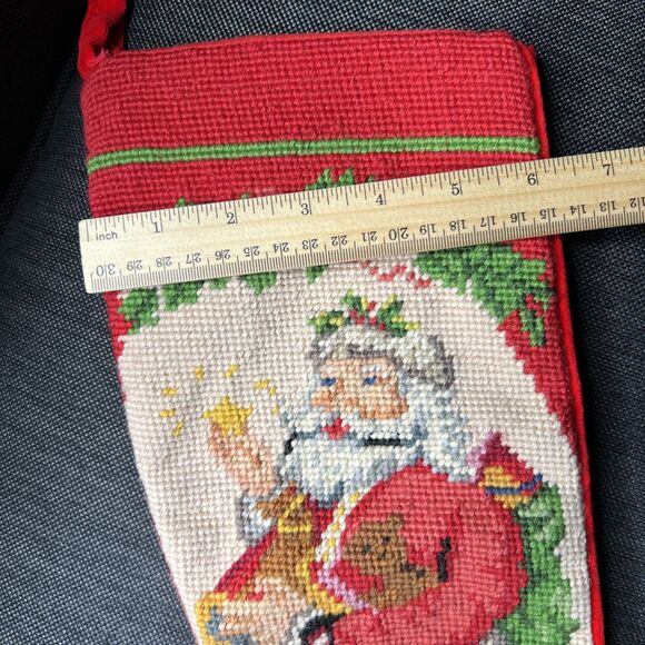 Vintage 1991 Imperial Elegance Needlepoint Christmas Stocking Santa Cotton Wool - Picture 7 of 7